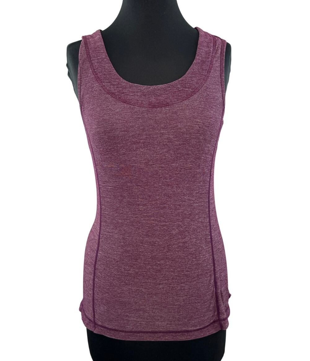 LULULEMON Heather Purple Bordo Tank Top Ruffle Scoop Neck Casual Pullover Size 6